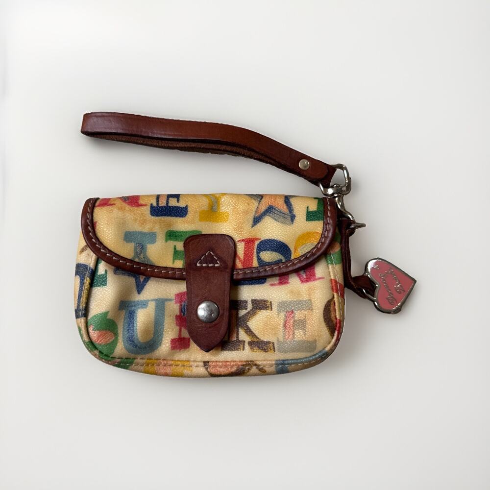 Dooney & Bourke Graffiti Print Wristlet Wallet Leather‎ Y2K